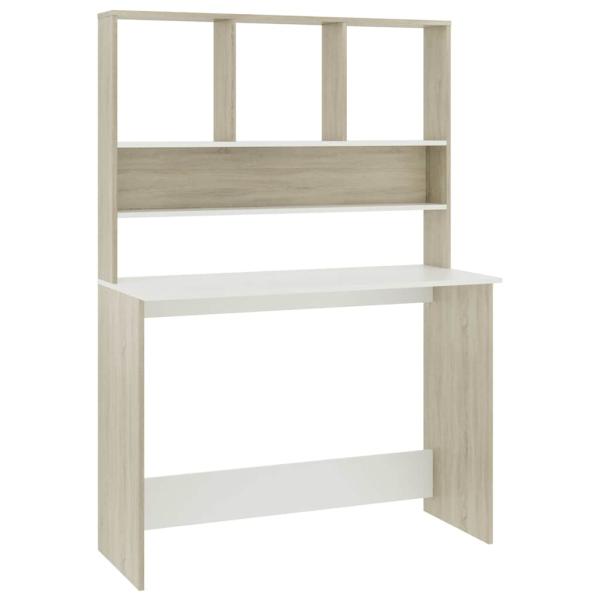 Schreibtisch mit Regalen Weiß Sonoma-Eiche 110x45x157 cm