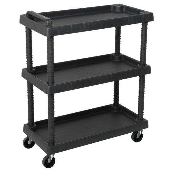 ARDEBO.de - Werkstattwagen 3 Etagen Schwarz 75x37,5x92 cm PP