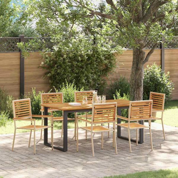 ARDEBO.de - Garten Essgruppe 7 stk. Beige Massivholz Akazie