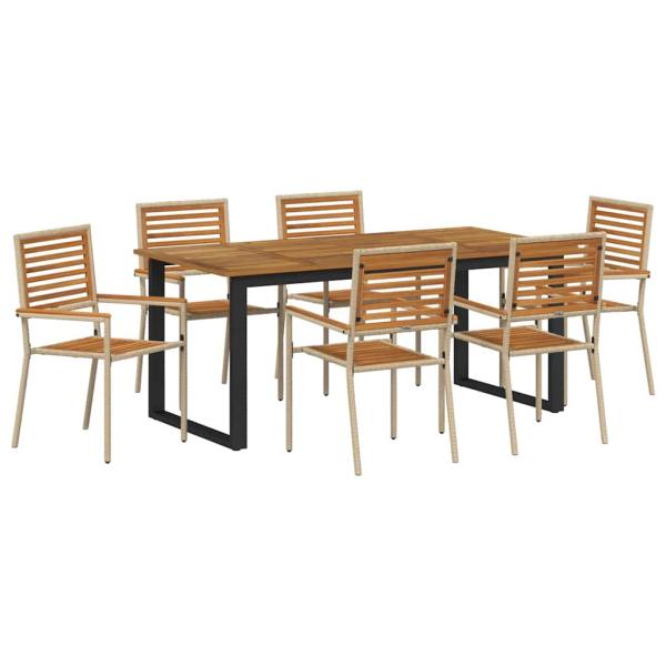 Garten Essgruppe 7 stk. Beige Massivholz Akazie