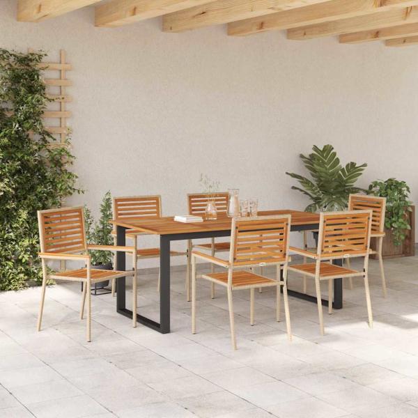 Garten Essgruppe 7 stk. Beige Massivholz Akazie