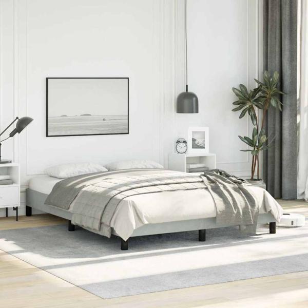 Bettgestell ohne Matratze Hellgrau 137x190 cm Vollvelours
