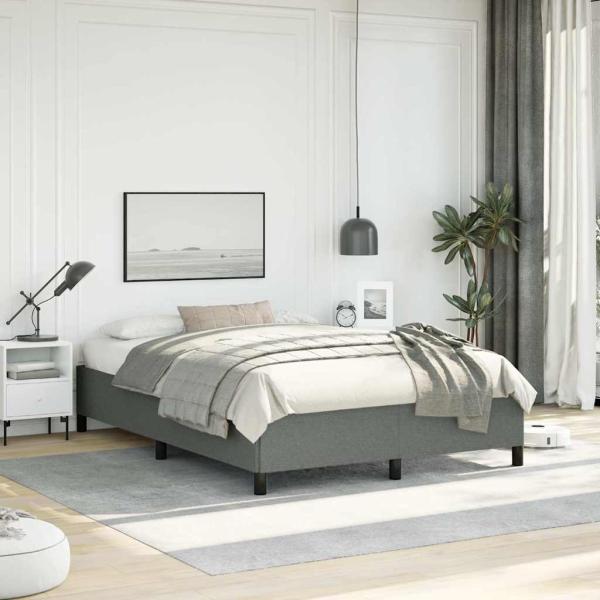 ARDEBO.de - Bettgestell ohne Matratze Dunkelgrau 137x190 cm Stoff