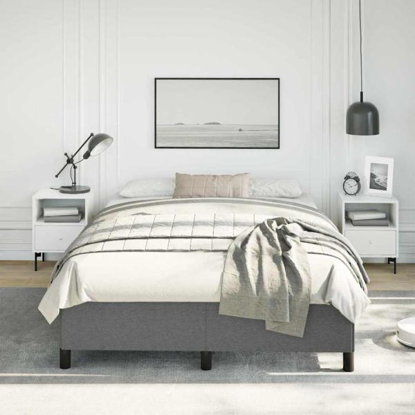 Bettgestell ohne Matratze Dunkelgrau 137x190 cm Stoff