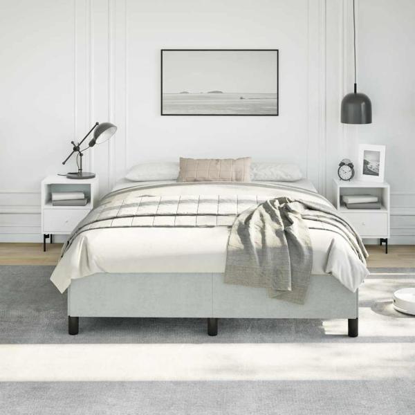 Bettgestell ohne Matratze Hellgrau 152x203 cm Queen-Size Samt