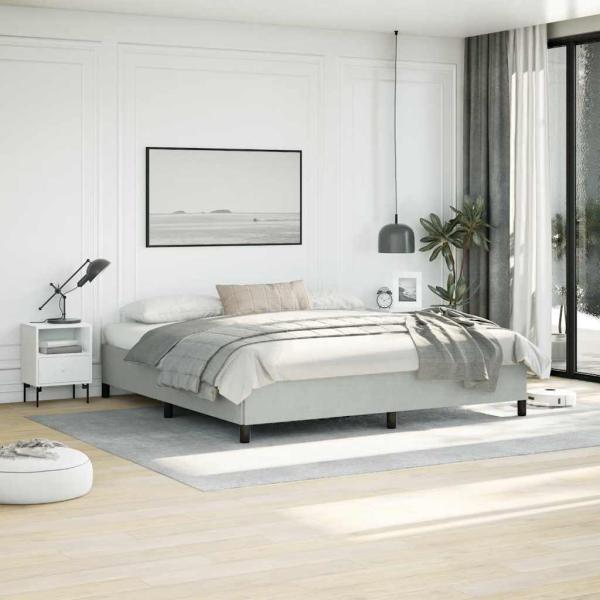 ARDEBO.de - Bettgestell ohne Matratze Hellgrau 193x203 cm King-Size Samt