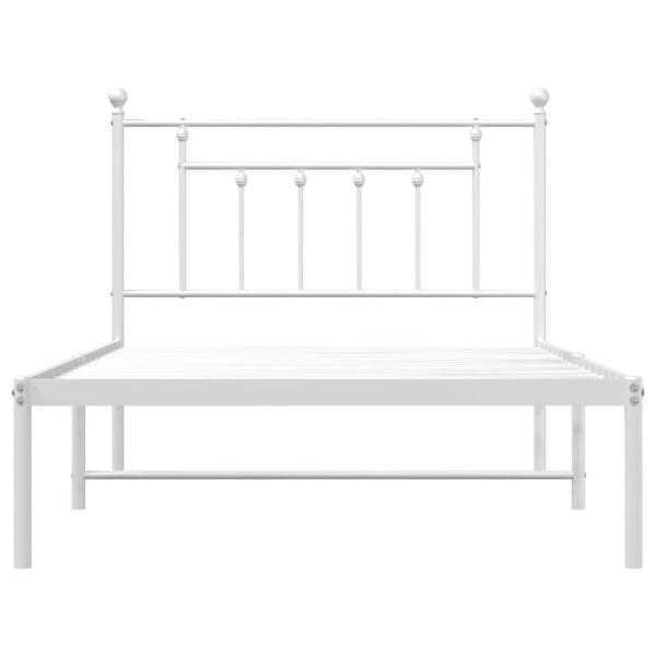 Bettgestell mit Kopfteil Metall Weiß 100x200 cm