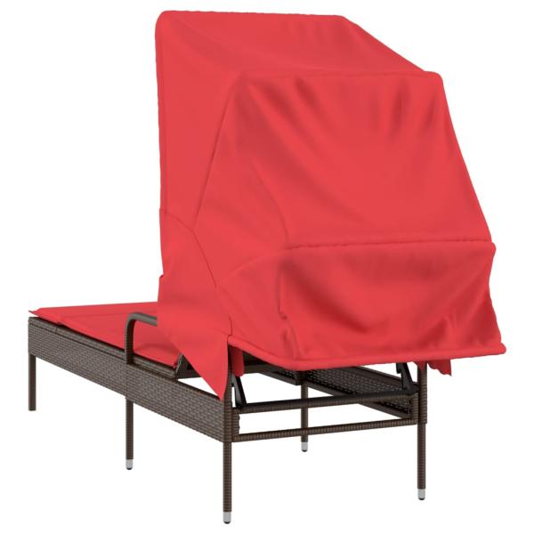 Sonnenliege mit Sonnendach Braun Polyrattan