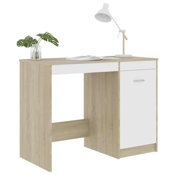 Schreibtisch Weiß Sonoma-Eiche 100x50x76 cm Holzwerkstoff