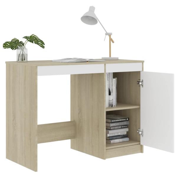 Schreibtisch Weiß Sonoma-Eiche 100x50x76 cm Holzwerkstoff
