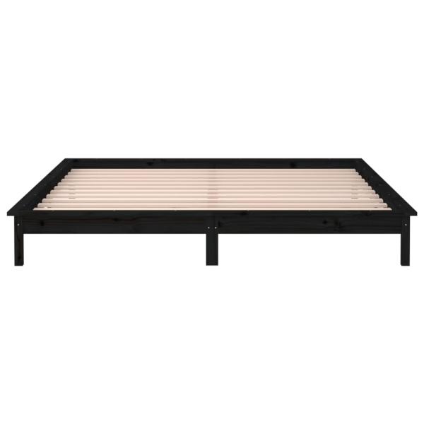 ARDEBO.de - Massivholzbett mit LEDs Schwarz 160x200 cm