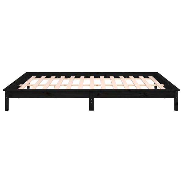 Massivholzbett mit LEDs Schwarz 160x200 cm
