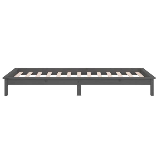 ARDEBO.de - Massivholzbett mit LEDs Grau 75x190 cm