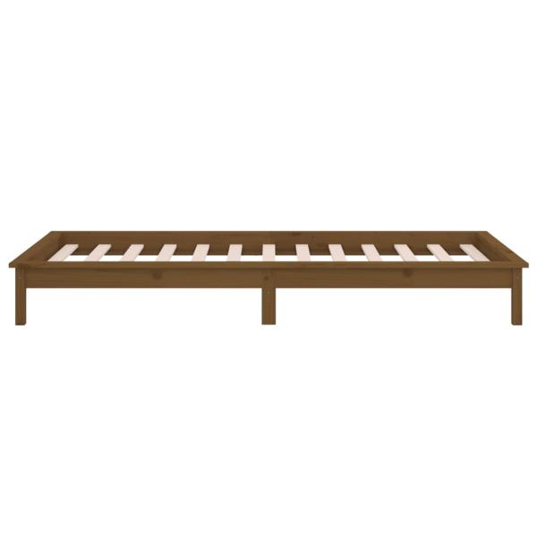 Massivholzbett mit LEDs Honigbraun 75x190 cm