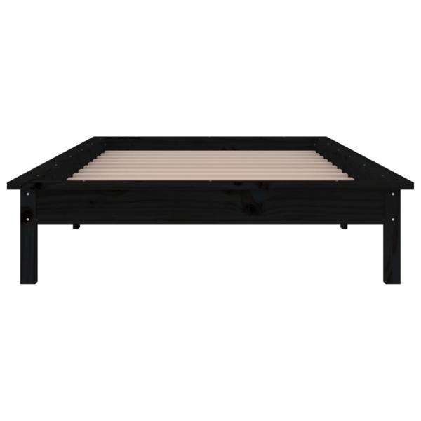 Massivholzbett mit LEDs Schwarz 75x190 cm