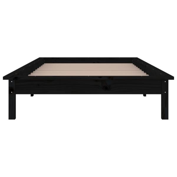 Massivholzbett mit LEDs Schwarz 90x190 cm
