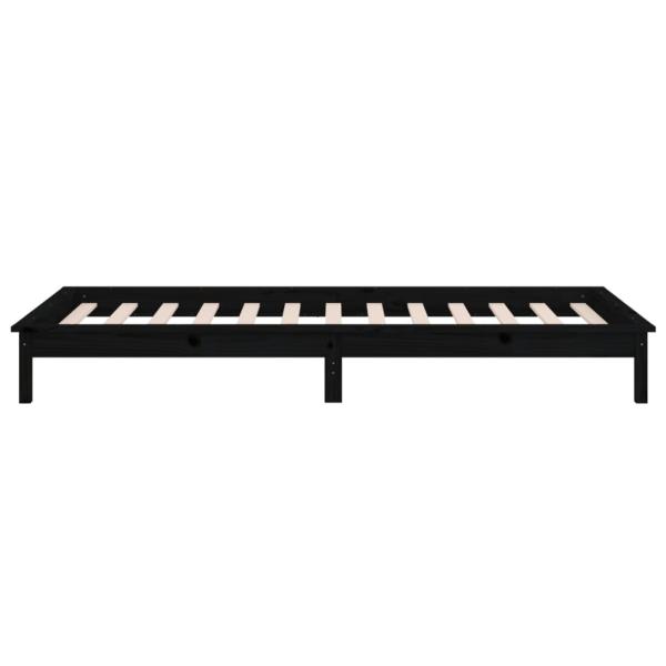 Massivholzbett mit LEDs Schwarz 90x190 cm