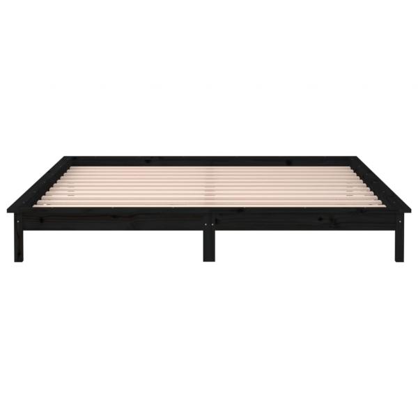 Massivholzbett mit LEDs Schwarz 140x190 cm