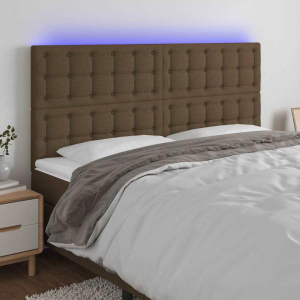 ARDEBO.de - LED Kopfteil Dunkelbraun 160x5x118/128 cm Stoff