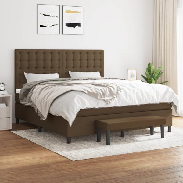 ARDEBO.de - Boxspringbett mit Matratze Dunkelbraun 160x200 cm Stoff