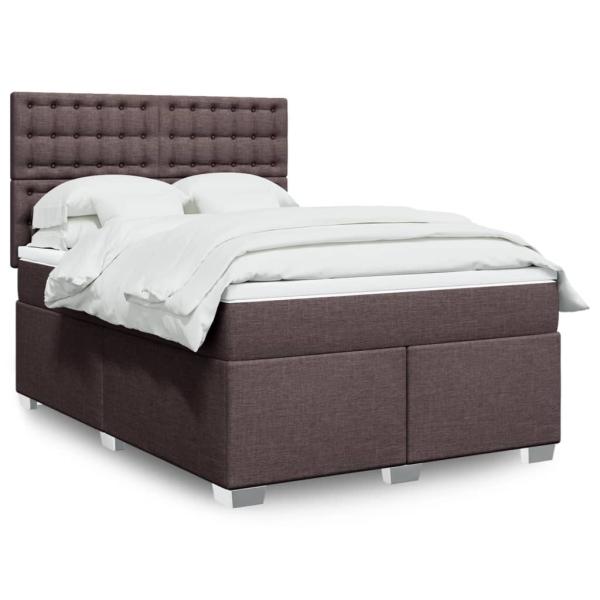 ARDEBO.de - Boxspringbett mit Matratze Dunkelbraun 160x200 cm Stoff