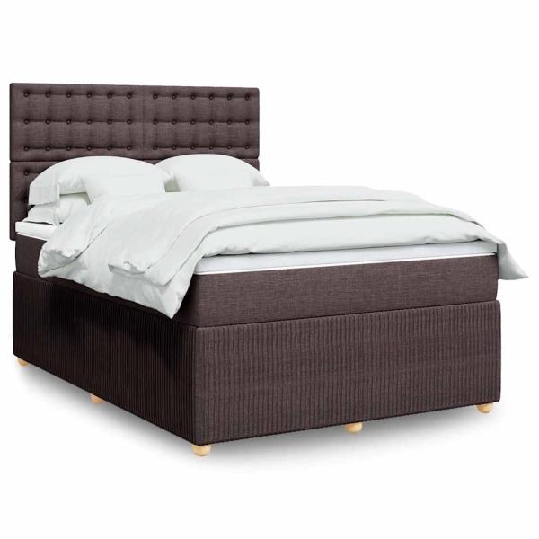 ARDEBO.de - Boxspringbett mit Matratze Dunkelbraun 160x200 cm Stoff