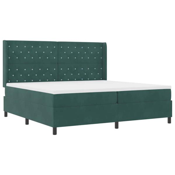 Boxspringbett mit Matratze mit LED Dunkelgrün 200 x 200 cm Samt