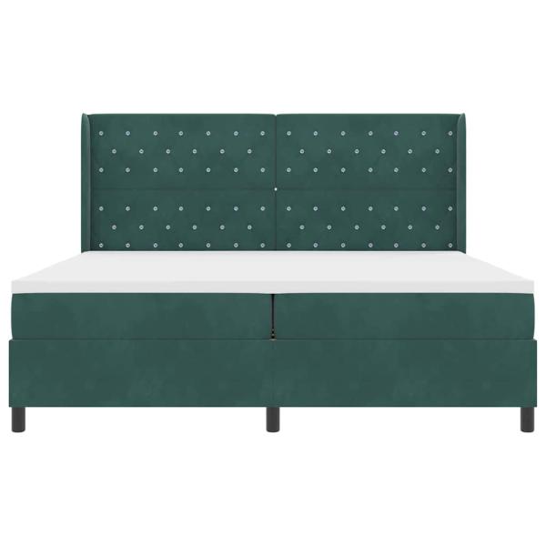 Boxspringbett mit Matratze mit LED Dunkelgrün 200 x 200 cm Samt