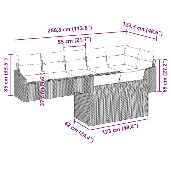 Sofa Set mit Kissen 8 pcs Schwarz Poly-Rattan