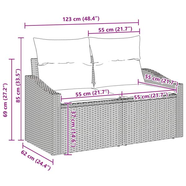 Sofa Set mit Kissen 8 pcs Schwarz Poly-Rattan