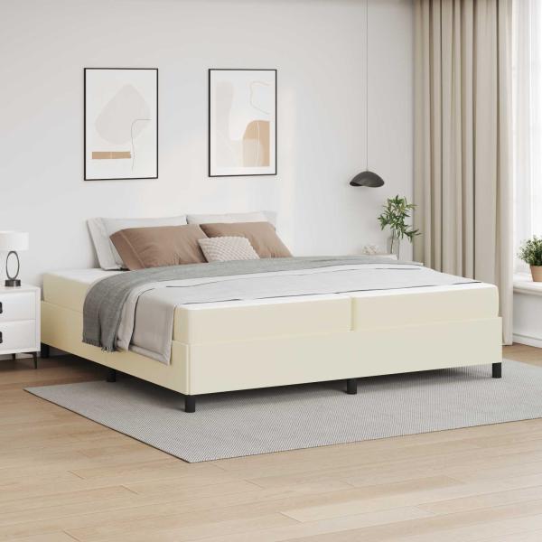 ARDEBO.de - Bettrahmen mit Matratze Creme 200 x 200 cm Stoff