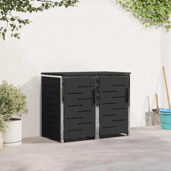 ARDEBO.de - Mülltonnenbox for 2 Bins 240L Edelstahl Schwarz
