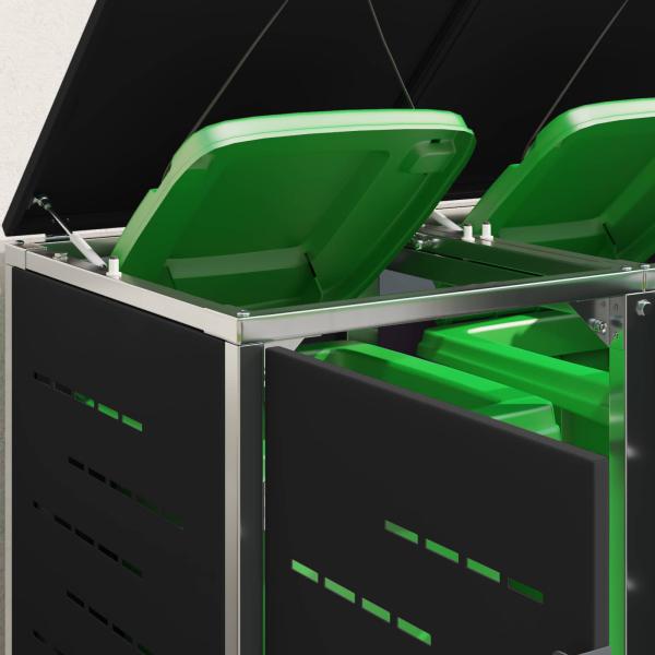 Mülltonnenbox for 2 Bins 240L Edelstahl Schwarz