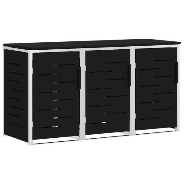 Mülltonnenbox for 3 Bins 240L Edelstahl Schwarz