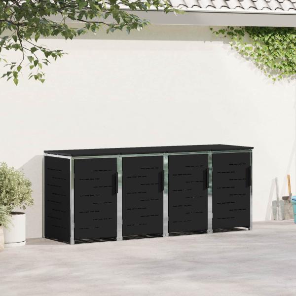 ARDEBO.de - Mülltonnenbox for 4 Bins 240L Edelstahl Schwarz