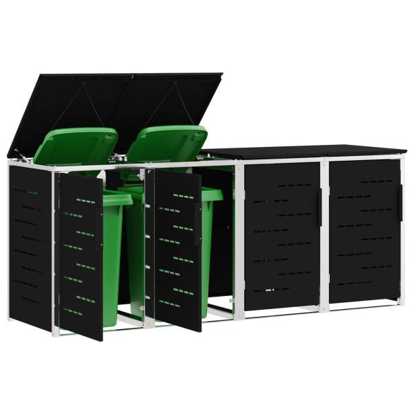 Mülltonnenbox for 4 Bins 240L Edelstahl Schwarz