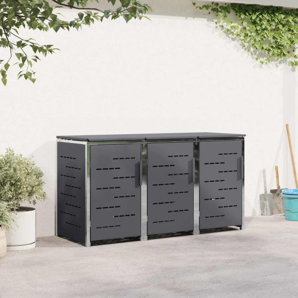ARDEBO.de - Mülltonnenbox for 3 Bins 240L Edelstahl Anthrazit