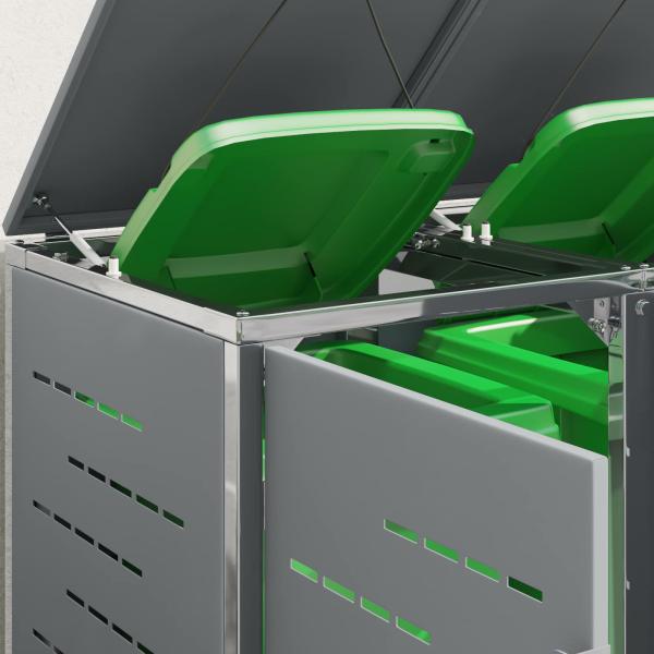 Mülltonnenbox for 2 Bins 240L Edelstahl Grau