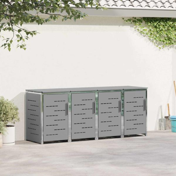 ARDEBO.de - Mülltonnenbox for 4 Bins 240L Edelstahl Grau
