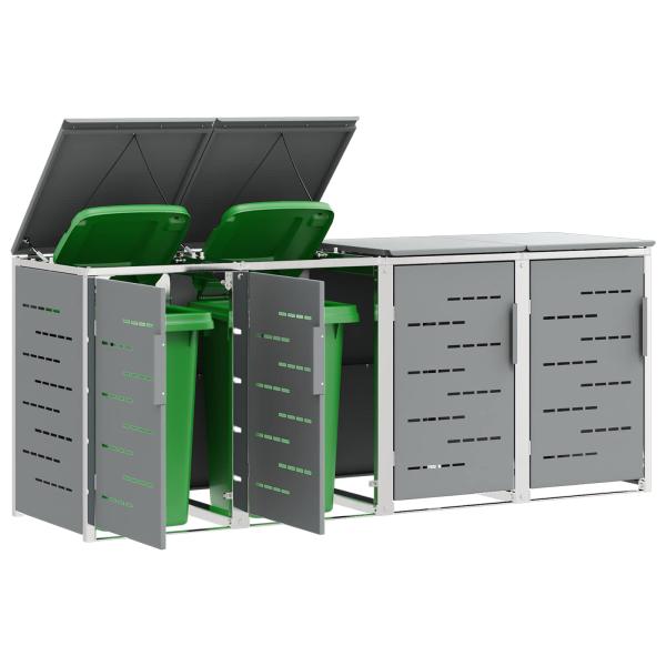 Mülltonnenbox for 4 Bins 240L Edelstahl Grau