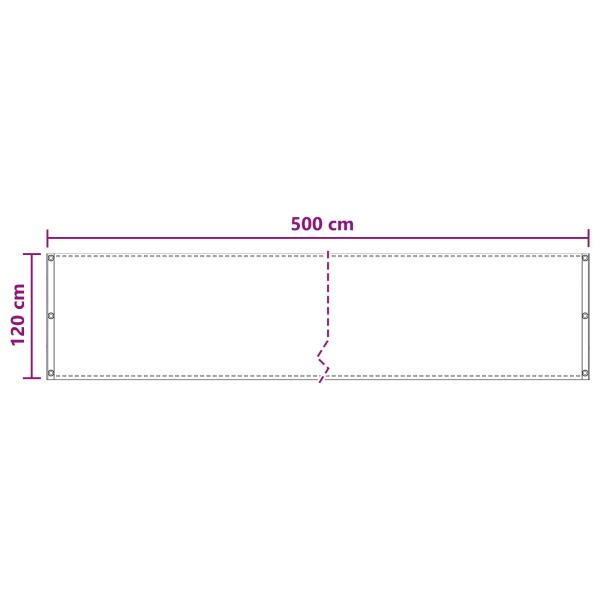 Balkonsichtschutz Hellgrau 120 x 500 cm HDPE und Aluminium