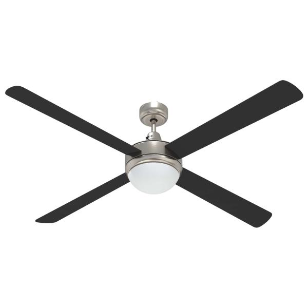 Deckenventilator mit Licht und Fernbedienung Ø 130 cm Schwarz