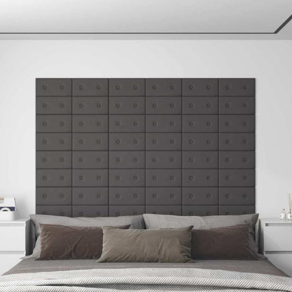 ARDEBO.de - Wandkopfteilen 12 Stk. Grau Kunstleder