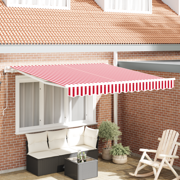 Elektrische ausziehbare Markise Rot und Weiß 350 x 250 cm