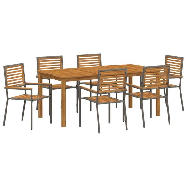 Garten Essgruppe 7 Stk. Grau Massivholz Akazie