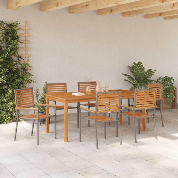 Garten Essgruppe 7 Stk. Grau Massivholz Akazie