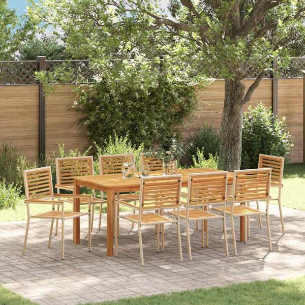 ARDEBO.de - Garten Essgruppe 9 stk. Beige Massivholz Akazie