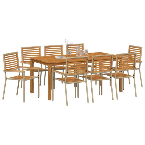 Garten Essgruppe 9 stk. Beige Massivholz Akazie