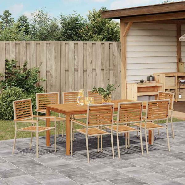 Garten Essgruppe 9 stk. Beige Massivholz Akazie
