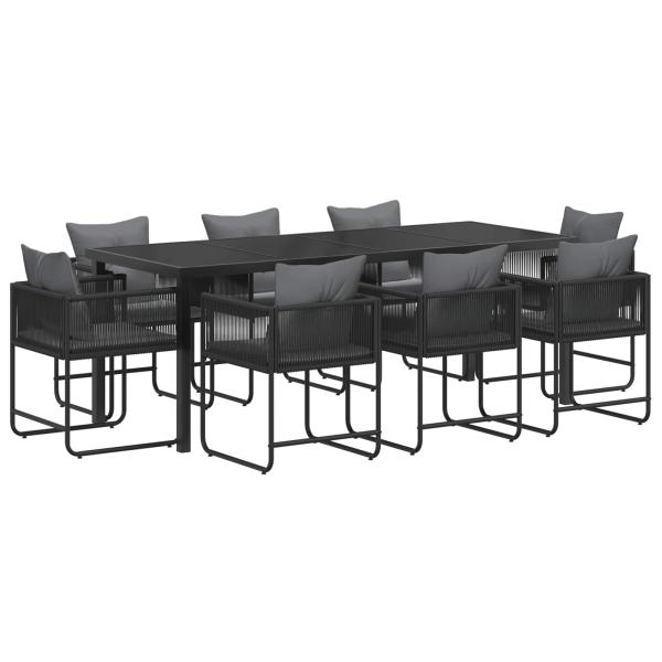 Garten Essgruppe 9 stk. Schwarz und Anthrazit Poly-Rattan